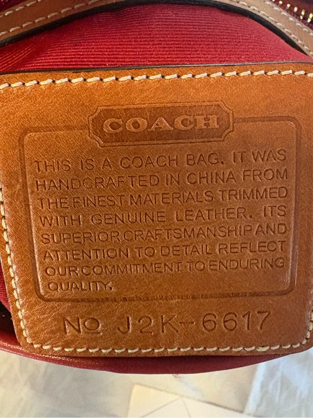 Coach Red Signature Canvas Hobo Bag with Leather Trim